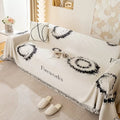 Scandinavian Reversible Minimalist Sofa Throw Cream White Non-Slip & Dust-Resistant All-Season Sofa Cover Blanket