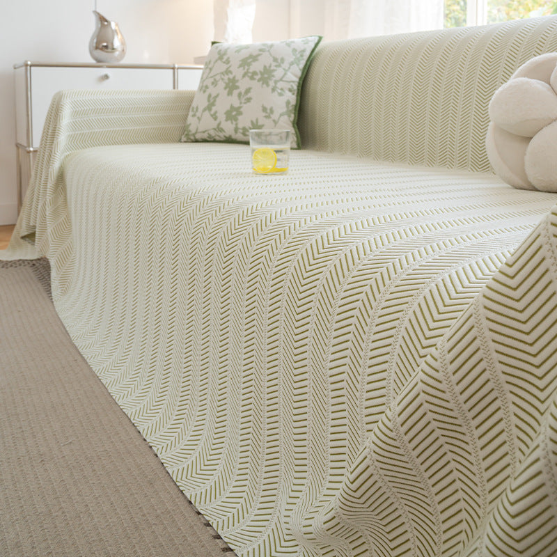 Ice Silk Fishbone Pattern Anti-slip Sofa Cover Summer Cooling Mat One-piece Full Cover Couch Throw Blanket