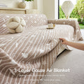 3-Layer Gauze Jacquard Sofa Covers Full Wrap Couch Throw Blanket Machine Washable Home Nap Sofa Slipcover