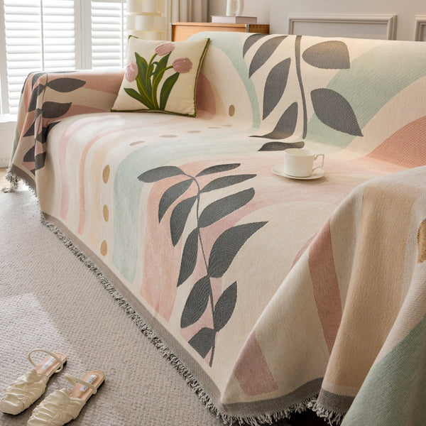 Reversible Chenille Full-Coverage Sofa All-Season Minimalist Sofa Protector Throw with Throws Covers & Blanket