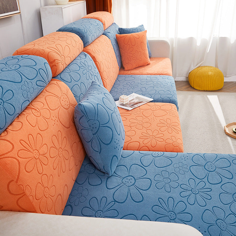 Cationic Carved Pattern Stretch Sofa Seat Cover – Non-Slip Full-Coverage Slipcover, Modern Minimalist Universal Couch Protector with Seat Cushion Cover