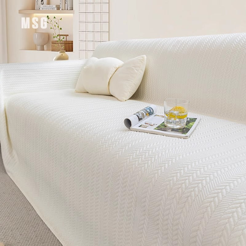 Cooling Sofa Cover Summer Ice Silk Couch Throw Cover Full Cover Slipcover for Straight Sofa All-in-One Summer Throw Blanket