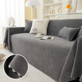 Dark Gray Solid Cat-Scratch Resistant Sofa Throw Cover - Genuinely Reversible Cushion Pad & Dust-Proof Throw Blanket