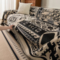 Nordic Geometric Pattern One-Piece Sofa Cover Extra-Thick Dust-Proof Couch Slipcover with Fringed Trim All-Season Universal Sofa Throw