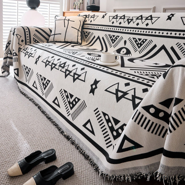 Reversible Jacquard Chenille Sofa Cover Throw Bohemian Full-Coverage Sofa Protector Blanket Couch Throws