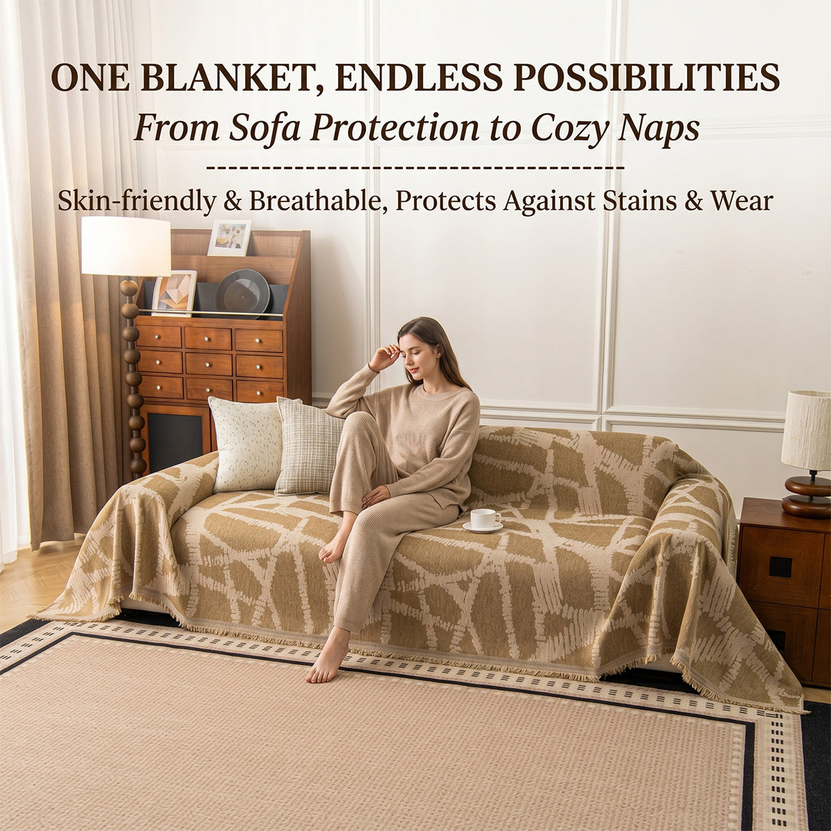 New Chenille Cat-Scratch Resistant Sofa Throw – Dust Cover for Lazy Sofa, Backrest, Living Room & Bedroom Blanket
