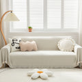 Cream White Chenille Sofa Throw - Full-Coverage Japanese-Inspired Nordic Style Cushion & Blanket
