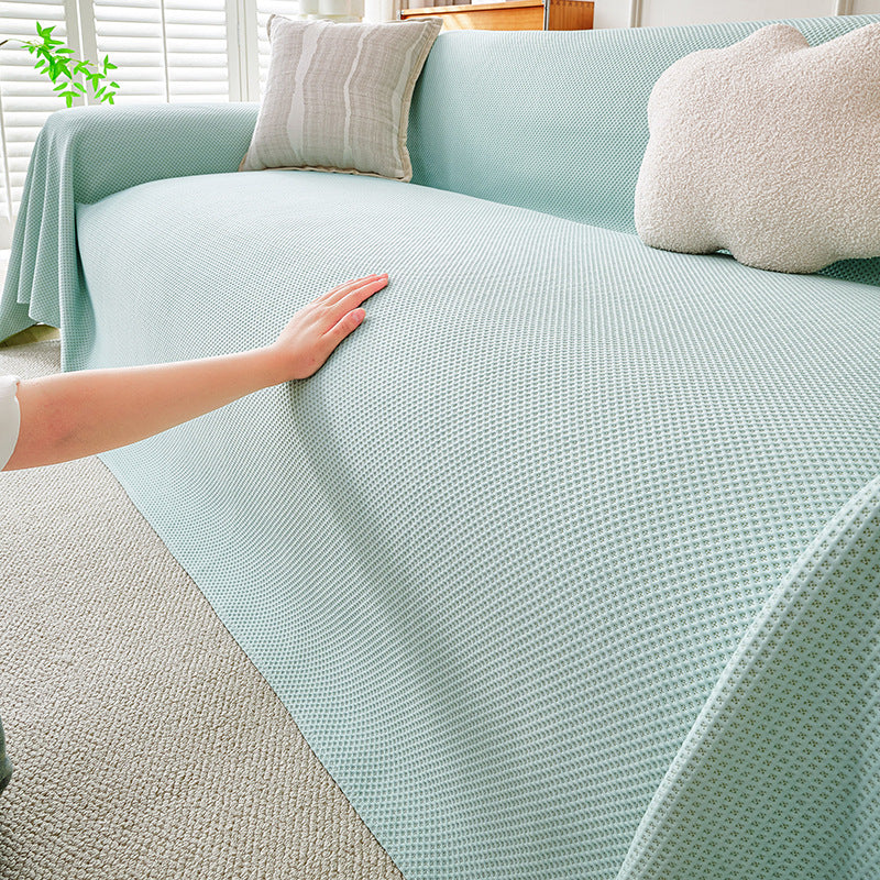 2027 New Summer Cooling Ice Silk Sofa Cover Solid Color Full Cover Anti-slip Skin-friendly Couch Throw Blanket
