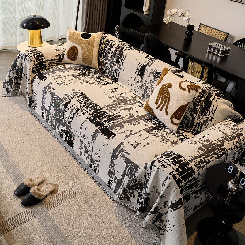 Vintage Chenille Sofa Throw Cover All-Season Cat Scratch Resistant Dustproof Throw Blanket Luxury High-End Couch Protector