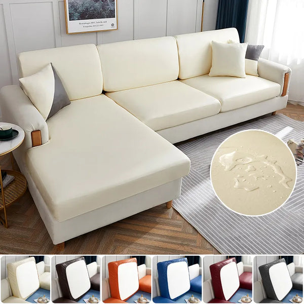 PU Leather Sofa Seat Cushion Covers Waterproof Anti-dirty Slipcover Seat Protector Corner L-shaped Sofa Cover 1/2/3/4 Seater