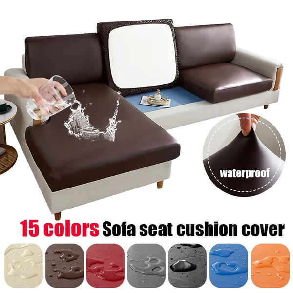 PU leather Waterproof Sofa Cushion Cover for Living Room Kid Pets Solid Color Sofa Seat Cushion Covers Washable Removable