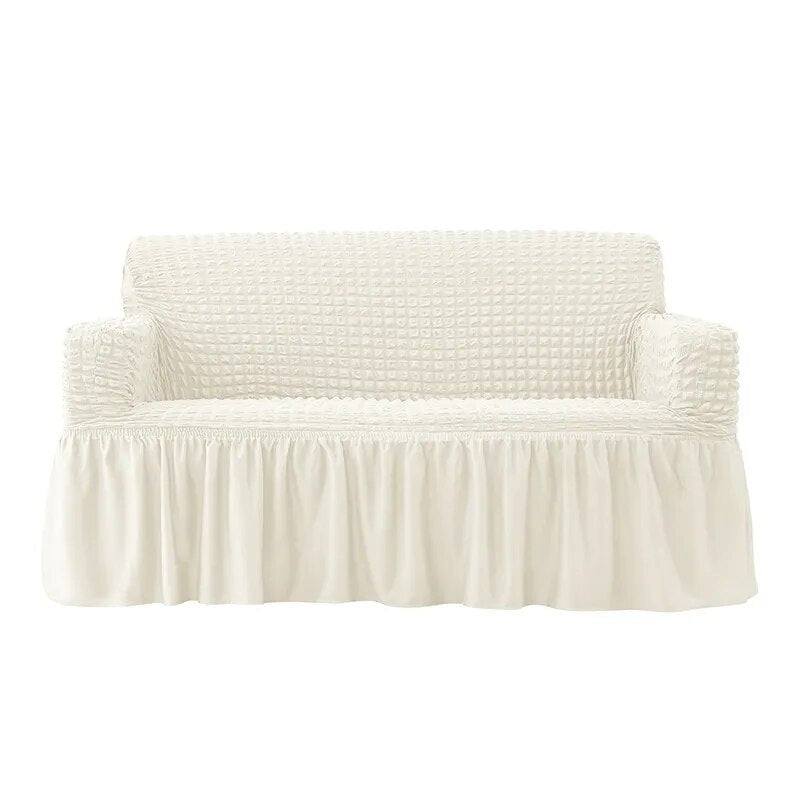 Plaid Seersucker White Color Sofa Cover Stretch Sofa Slipcover White Armchair Cover 1/2/3/4 Seat Sofa Couch Cover