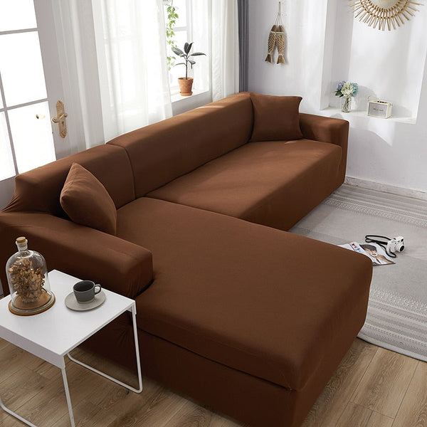 Brown Corner Sofa Covers Elastic Spandex Couch Cover L Shape Sofa Need Buy 2pcs Stretch Brown Sofa Cover