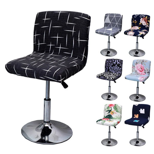 Printed Bar Stool Cover Low Back Short Stretch Barstool Seat Case for Cafe Dining Room Polyester Spandex Chair Covers