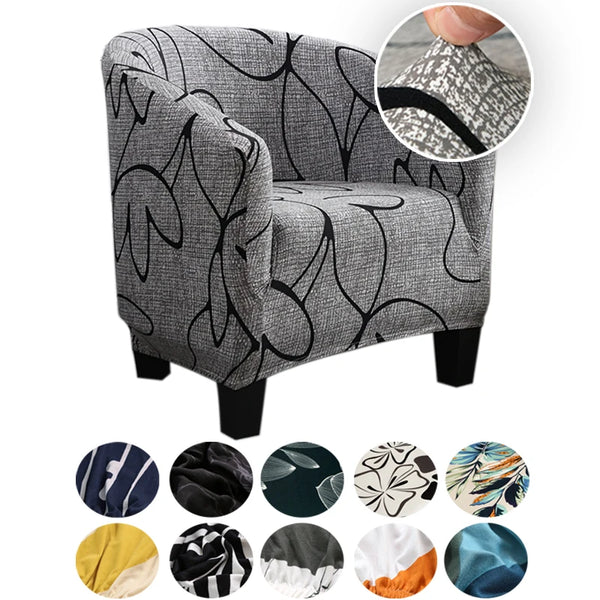 Printed Tub Club Chair Covers Stretch Armchair Slipcover Single Couch Cover For LivingRoom Hotel Internet Club Bar Counter