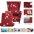 Printed Flower Feather Leaf Elastic Sloping King Back Chair Covers Wing Back Armchair Covers with Seat Cushion Cover Slipcovers