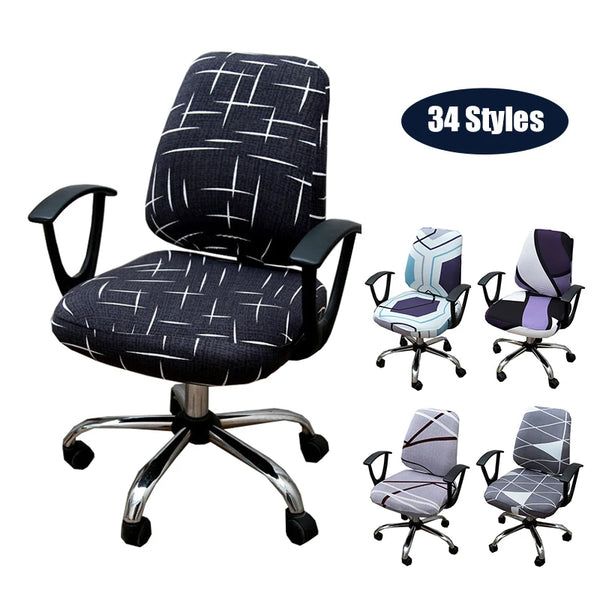 Printed Stretch Split Seat Cover Soft Elastic Computer Sectional Chair Covers Home Decor Rotating Lift Office Chair Cover
