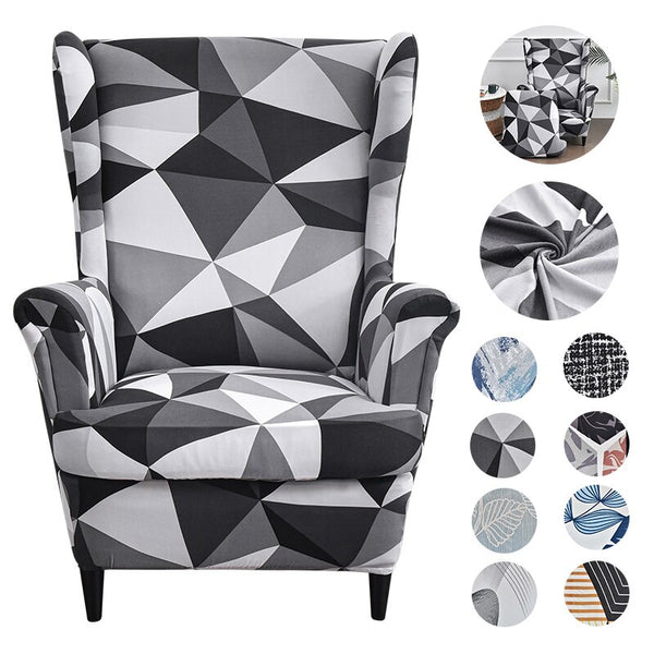 Printed Wing Chair Cover Stretch Spandex Armchair Covers Nordic Washable Relax WingBack Slipcovers Cushion Cover For Wed Decor