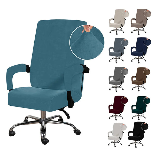Rotating Chair Case Office Chair Covers Computer Bench Cover Velvet Armchair Case Removable Washable Elastic Chair Cover