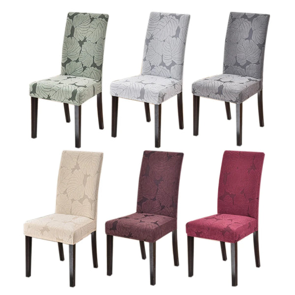1/2/4/6pc Waterproof Jacquard Dining Chair Slipcovers Removable Elastic Leaves Shaped Chair Cover for Restaurants Hotels Banquets