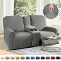 8pcs/set Recliner Sofa Covers All-inclusive Loveseat Center Console Sofa Covers Elastic 2 Seater Sofa Slipcovers with Cup Holder