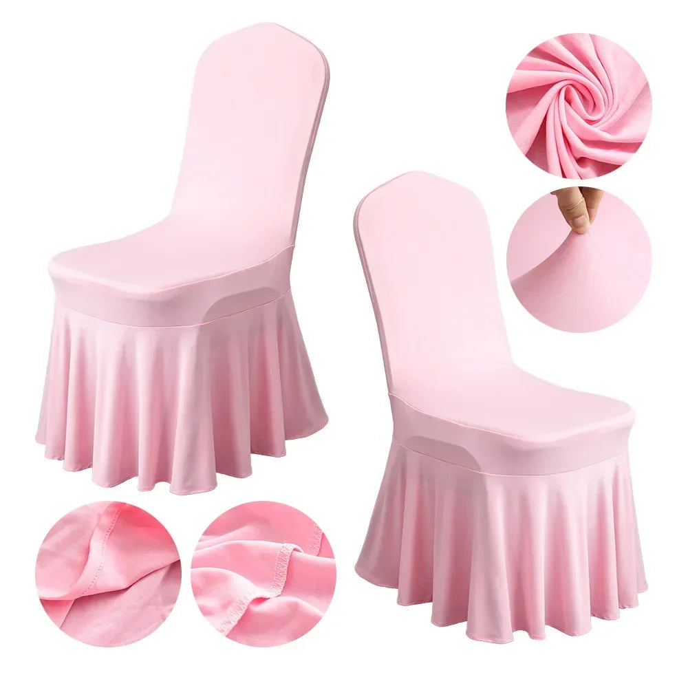 Premium Elastic Chair Covers for High-End Hotel Wedding Decoration iSolid Color Spandex Sunflower Skirt Factory Direct Supply