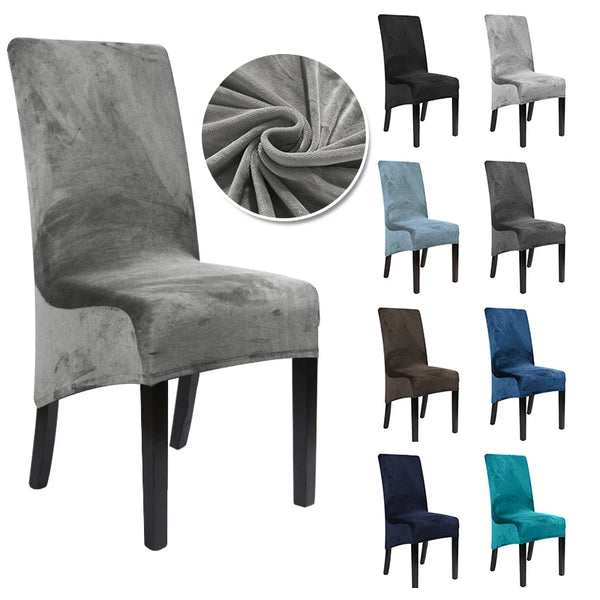 1/2/4/6Pcs Velvet XL Chiar Cover Elastic Long Back Seat Cover Stretch Chair Covers  Warm Fabric Chairs Covers For Home