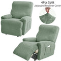 Jacquard Recliner Sofa Cover 1 Seater Stretch Armchair Slipcover for Living Room Couch Protector with Storage Pocket Split Style