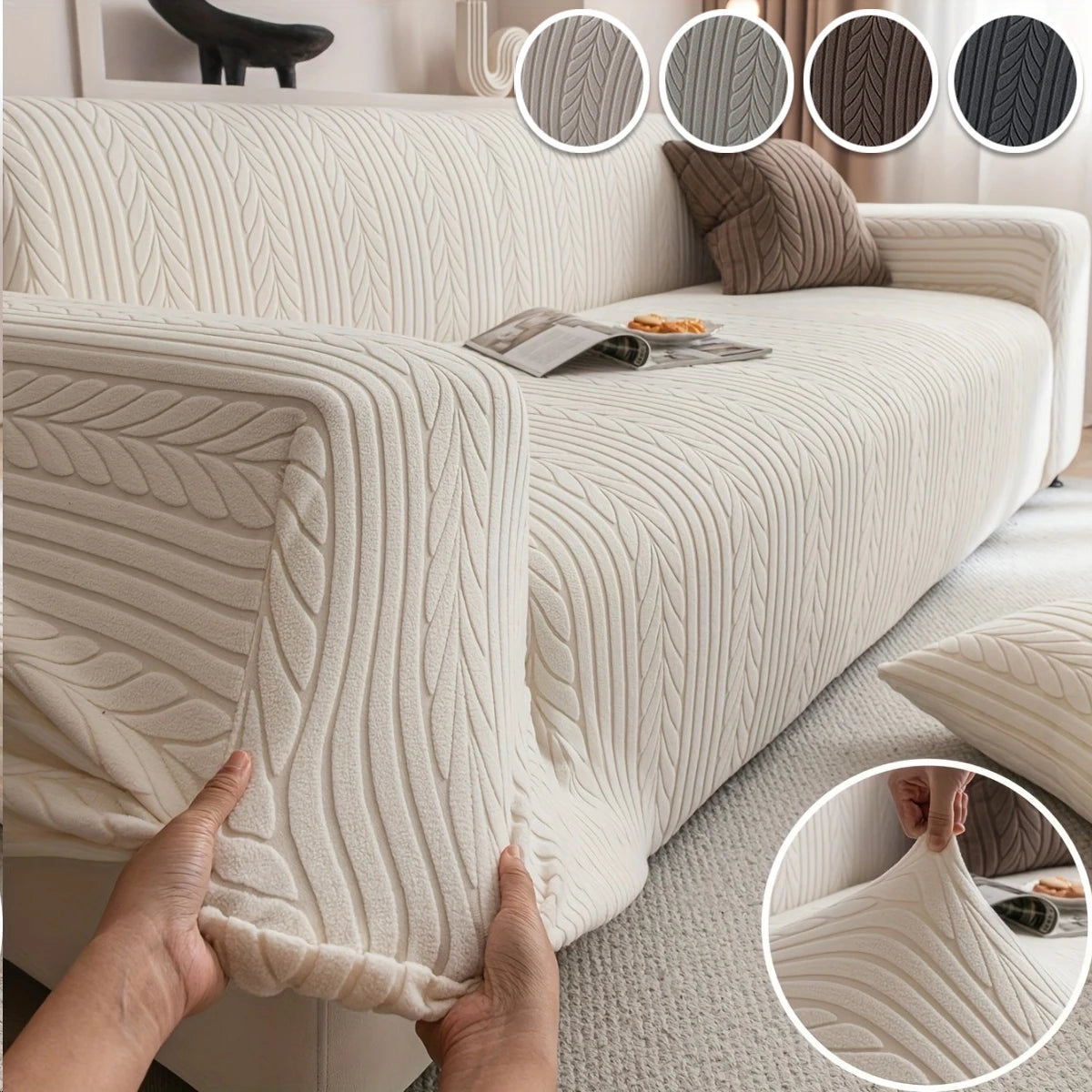Elastic Sofa Cover Thicken Dust Covers Sofa Pad Jacquard Stretch Slipcovers Couch Covers 2/3/4/5 Seater Living Room Home Decor