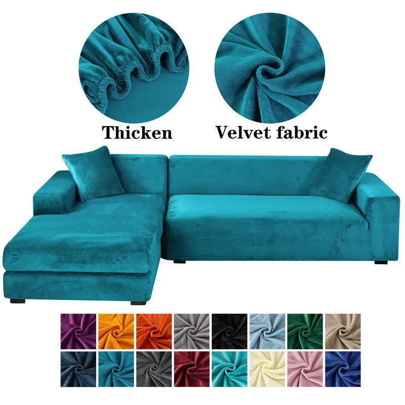 Velvet Sofa Covers Elastic Couch Cover Thicken Stretch Slipcover For Living Room 2/3 Seater Armchair L Shaped Sofa Case Cover