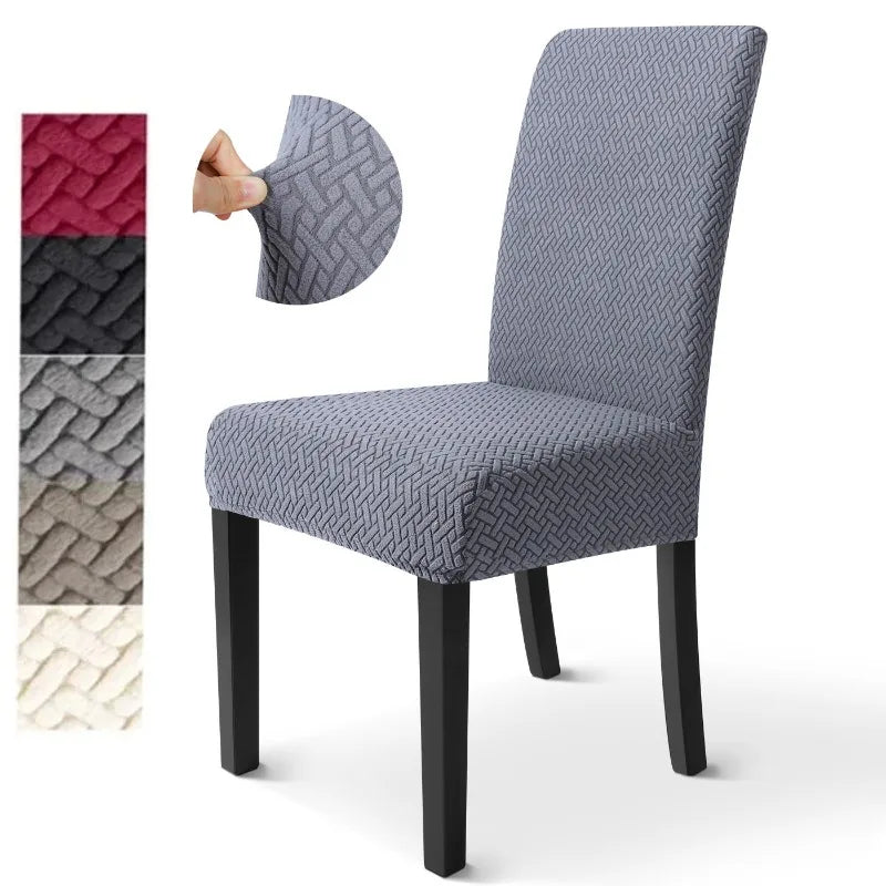 Solid Color Jacquard Elastic Chair Cover – Protective Seat & Backrest Slipcover for Dining Room and Living Room Décor