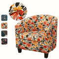 Stretch Club Chair Slipcover 2 Piece, Soft Removable Printed Tub Chair Slipcover, Non Slip Barrel Chair Slipcovers
