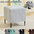 Leaf Jacquard Ottoman Cover Elastic Square Footrest Cover Solid Color Dustproof Footstool Slipcover for Bedroom Party Hotel