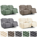 2 Seater Jacquard Recliner Chair Cover with Cup Holder Non Slip Armchair Cover Split Design Elastic Recliner Slipcover Center Console