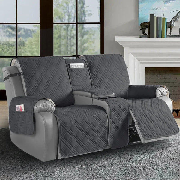 Waterproof Diamond Grid Pattern 2 Seater Recliner Cover Loveseat Center Console Recliner Sofa Cushion Cover Removable Slipcover