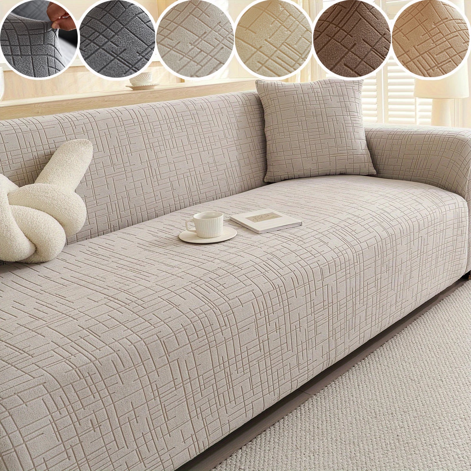New Stretch Sofa Slipcover Jacquard Non-slip Sofa Cover Solid Color Sofa Furniture Protector Couch Covers for Living Room