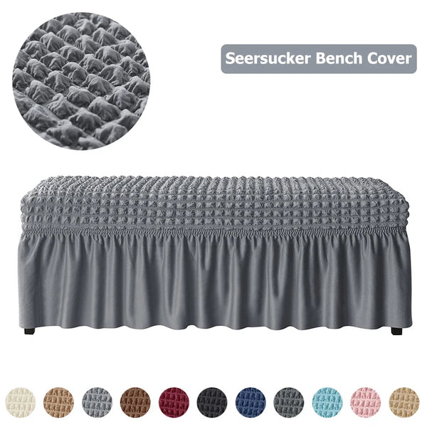 Seersucker Bench Cover Piano Stretch Bubble Fabric Long Seat Covers Washable Decor Seat Case