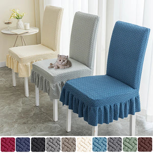 Skirt Dining Chair Covers Jacquard Elastic