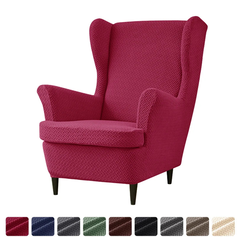 Sloping Arm King Back Chair Cover Elastic Armchair Wingback Wing Sofa ...