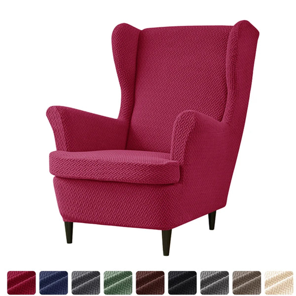 Sloping Arm King Back Chair Cover Elastic Armchair Wingback Wing Sofa Back Chair Tiger Cover Stretch Furniture Protector