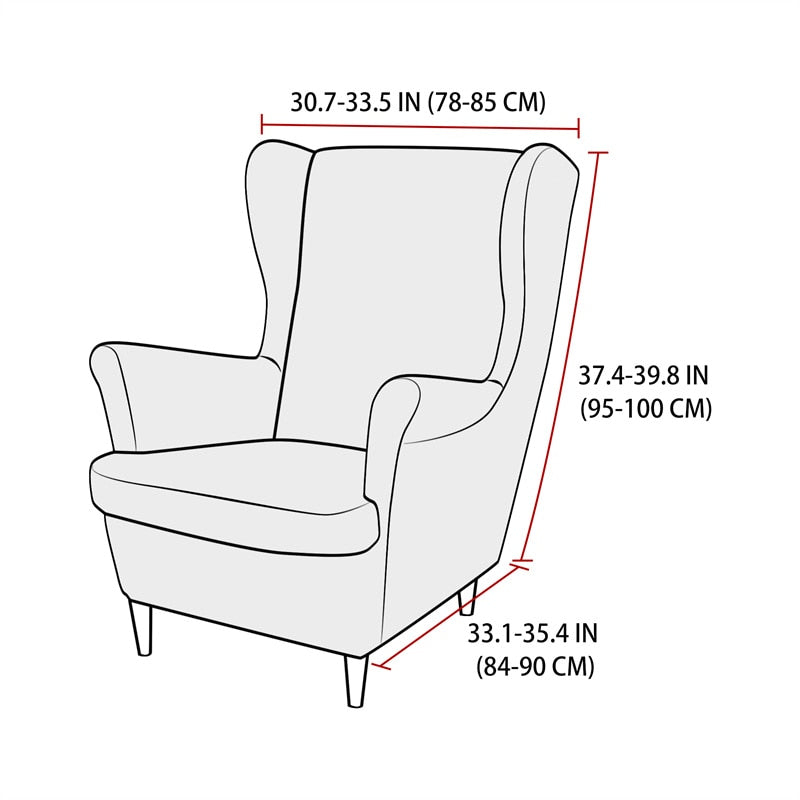 Sloping Arm King Back Chair Cover Elastic Armchair Wingback Sofa Wing