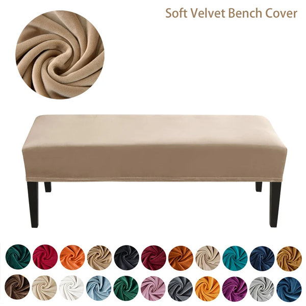 Velvet Bench Cover for Dining Room Bedroom Removable Washable Stretch Seat Bench Protector