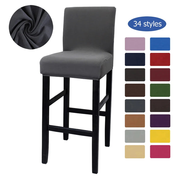 Solid Color Bar Stool Cover for Cafe Dining Room Stretch Printed Low Back Short Barstool Seat Protectors Chair Covers
