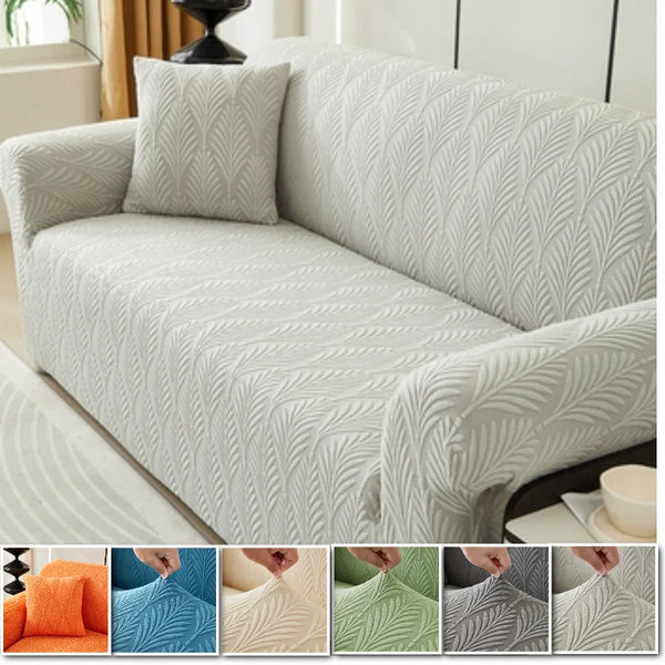 Solid Color Jacquard Fabric 1/2/3/4 Seat Full Coverage Sofa Covers Dustproof Universal Cover L Shape Sofa Cover