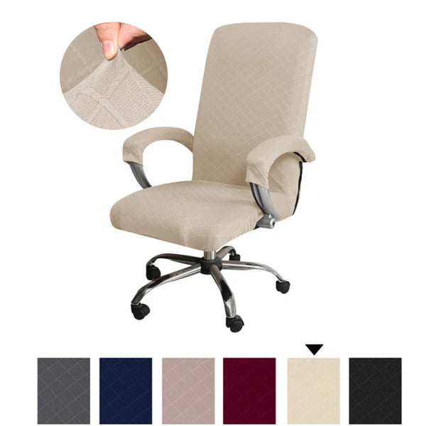 Solid Color Jacquard Office Computer Water Resistant Anti-Dirty Gaming Chair Covers Elastic Spandex Rotating Armchair Covers