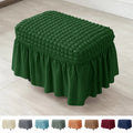 Solid Color Seersucker Stool Cover Stretch Footstool Skirt Slipcover Footstool Cover Elastic All-inclusive Footrest Covers Hogar
