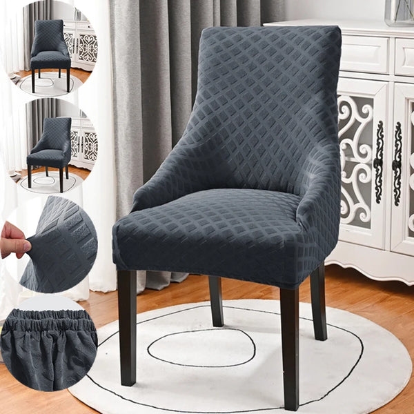 Solid Color Sloping Dining Chair Cover High Back Stretch Spandex Armchair Cover Elastic Accent Seat Covers Office Hotel Kitchen