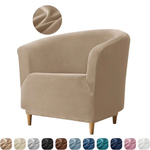 Solid Color Velvet Club Chair Slipcover Super Soft Tub Chairs Covers Anti-slip Elastic Armchair Slipcovers Home Coffee Bar Hotel
