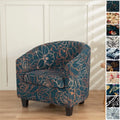 Split Spandex Tub Armchair Slipcover Nordic Flowers Stretch Tub Club Chair Covers Armchair Cover