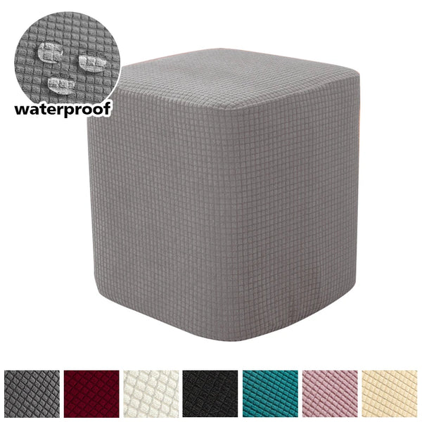 Square Ottoman Covers Stretch Ottoman Slipcover Furniture Protector Folding Storage Footrest Stool Footstool Cover with Elastic Bottom